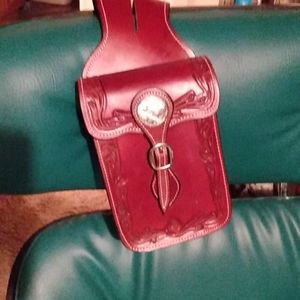 Brand new leather horn bag w/ silver conchos